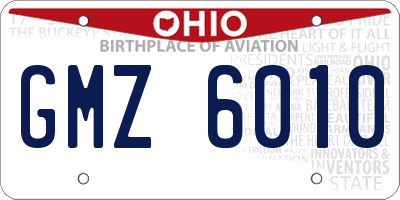 OH license plate GMZ6010