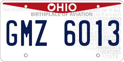OH license plate GMZ6013
