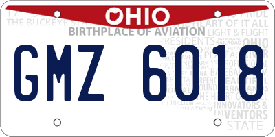 OH license plate GMZ6018