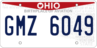 OH license plate GMZ6049