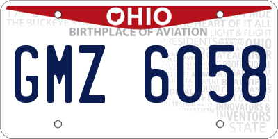 OH license plate GMZ6058