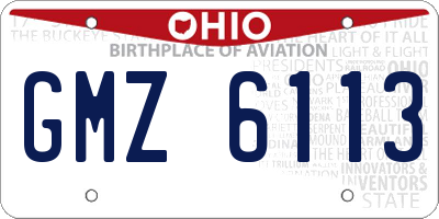 OH license plate GMZ6113