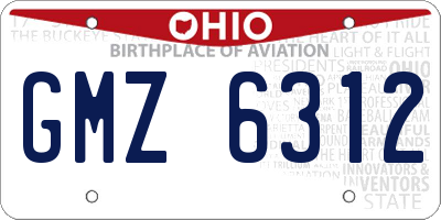 OH license plate GMZ6312