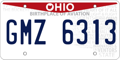OH license plate GMZ6313