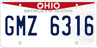 OH license plate GMZ6316