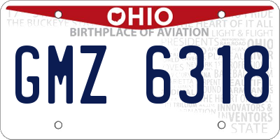 OH license plate GMZ6318