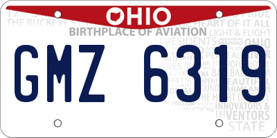 OH license plate GMZ6319