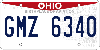 OH license plate GMZ6340