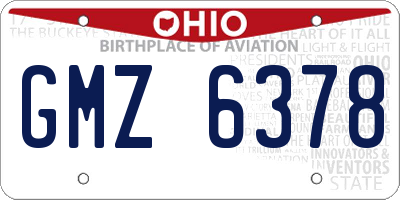 OH license plate GMZ6378