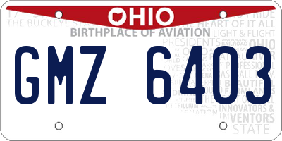 OH license plate GMZ6403
