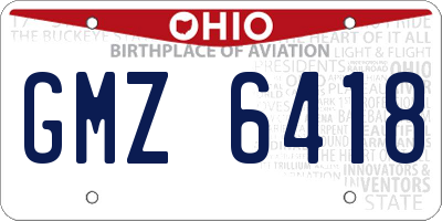 OH license plate GMZ6418