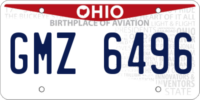 OH license plate GMZ6496