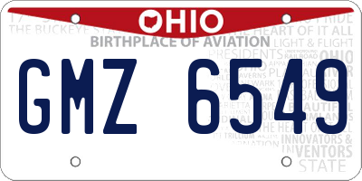 OH license plate GMZ6549