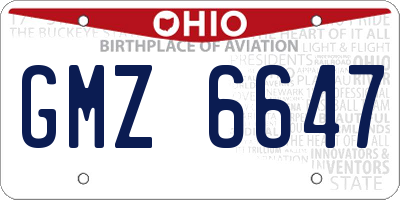 OH license plate GMZ6647