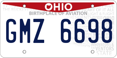OH license plate GMZ6698