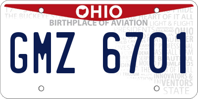 OH license plate GMZ6701