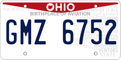 OH license plate GMZ6752