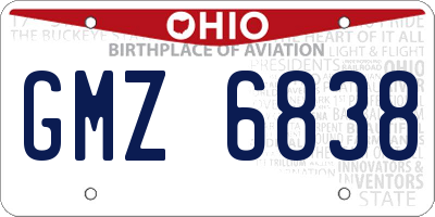 OH license plate GMZ6838