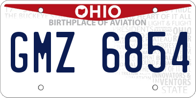 OH license plate GMZ6854