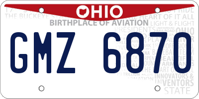 OH license plate GMZ6870