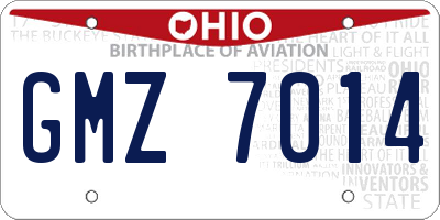 OH license plate GMZ7014