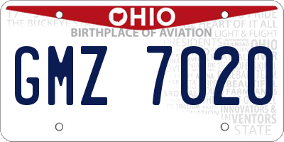 OH license plate GMZ7020