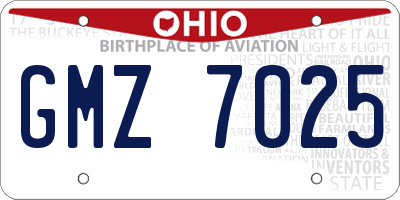 OH license plate GMZ7025