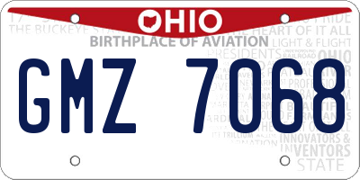 OH license plate GMZ7068