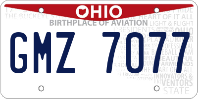 OH license plate GMZ7077