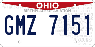 OH license plate GMZ7151