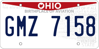 OH license plate GMZ7158