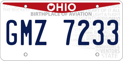 OH license plate GMZ7233