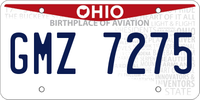 OH license plate GMZ7275