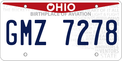 OH license plate GMZ7278