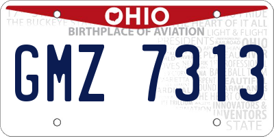 OH license plate GMZ7313
