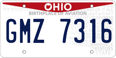 OH license plate GMZ7316