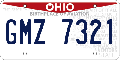 OH license plate GMZ7321
