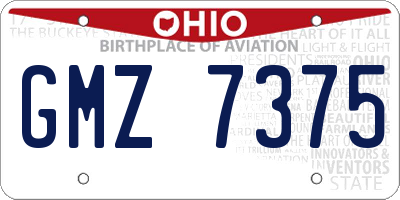OH license plate GMZ7375