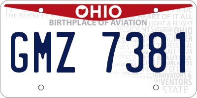 OH license plate GMZ7381