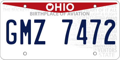 OH license plate GMZ7472