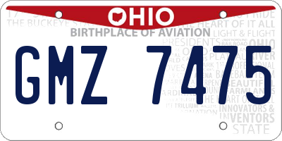 OH license plate GMZ7475
