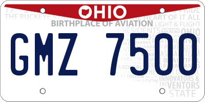 OH license plate GMZ7500