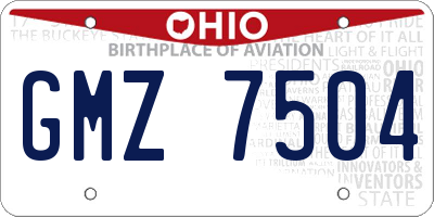 OH license plate GMZ7504
