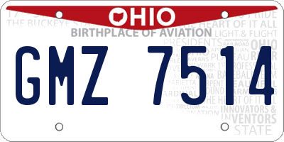 OH license plate GMZ7514