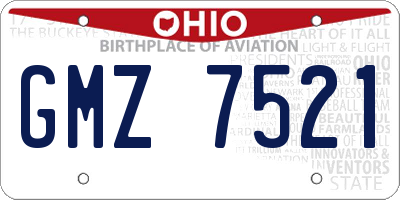 OH license plate GMZ7521