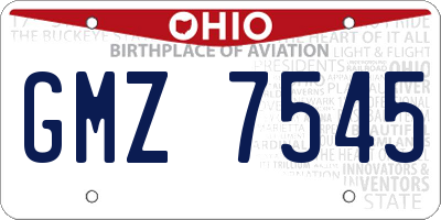 OH license plate GMZ7545