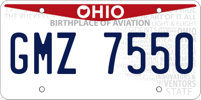 OH license plate GMZ7550