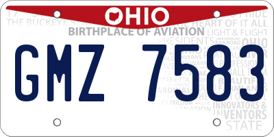OH license plate GMZ7583