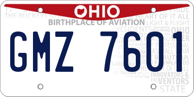 OH license plate GMZ7601