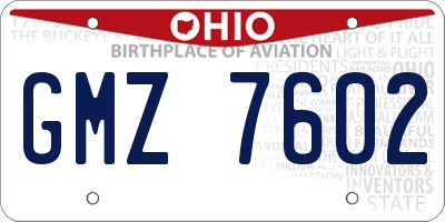 OH license plate GMZ7602